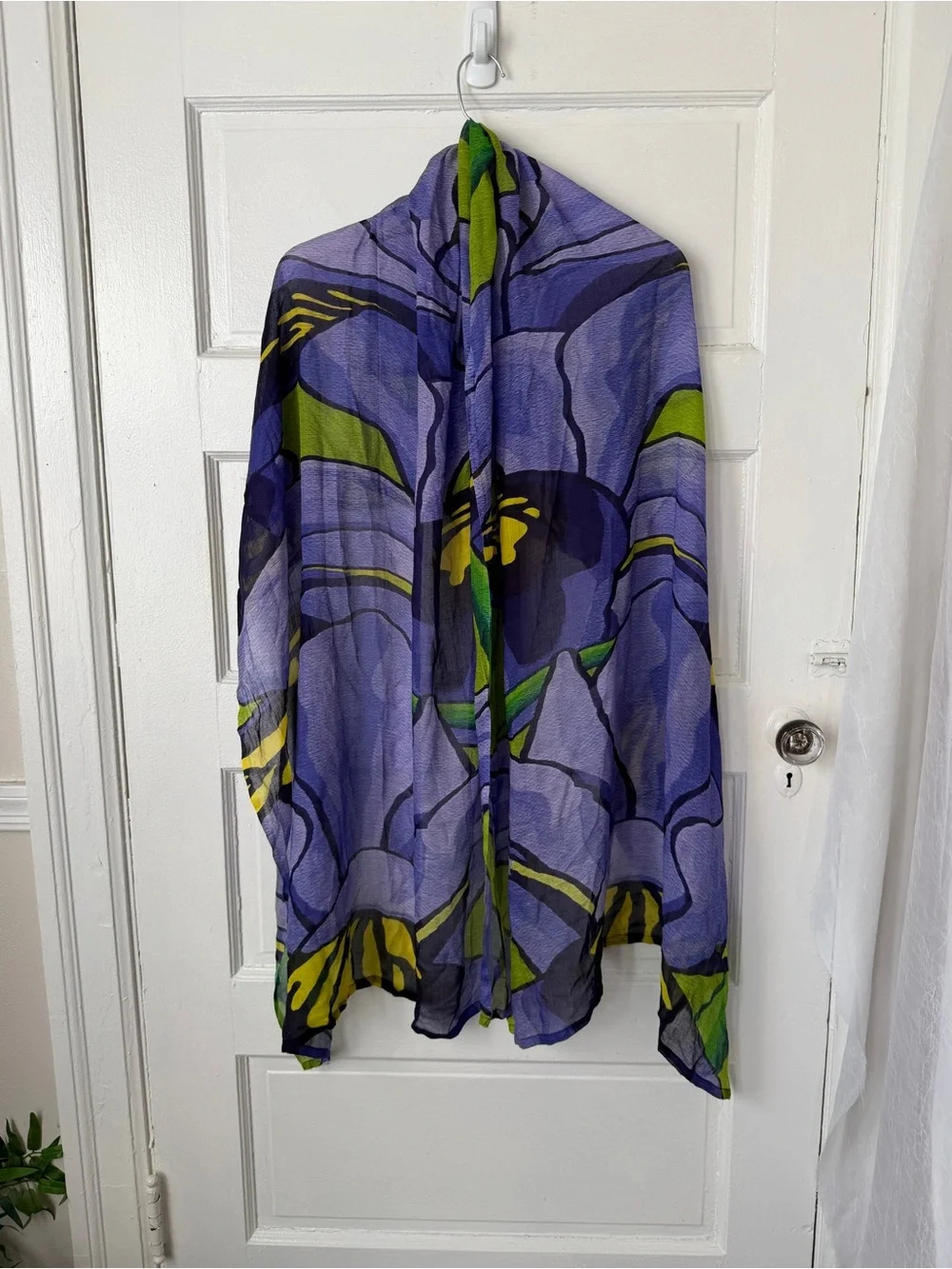 Vida Art Lightweight Modal Purple Abstract Iris Floral Print Scarf Wrap Festival